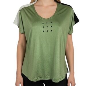 JAMIE SADOCK Avocado Green Cap Sleeve Top Silver Studs NWT $55 Size Small